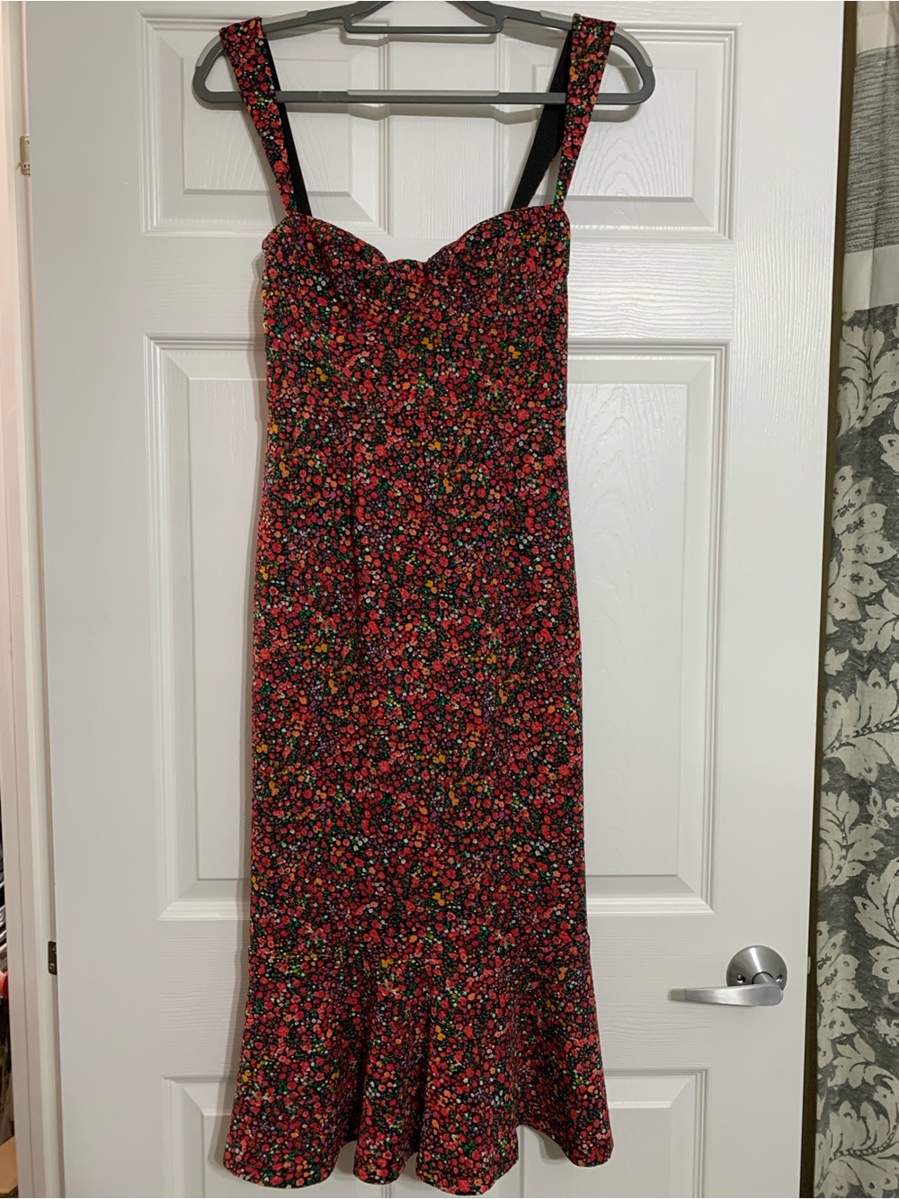 Anthropologie Red Floral Sweetheart Midi Dress (NeverWorn)